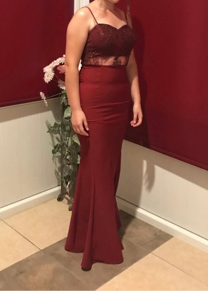 Tül detaylı abiye elbise - Görsel 4