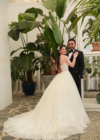 Askılı Straplez Beyaz A Kesim Gelinlik - Görsel 4