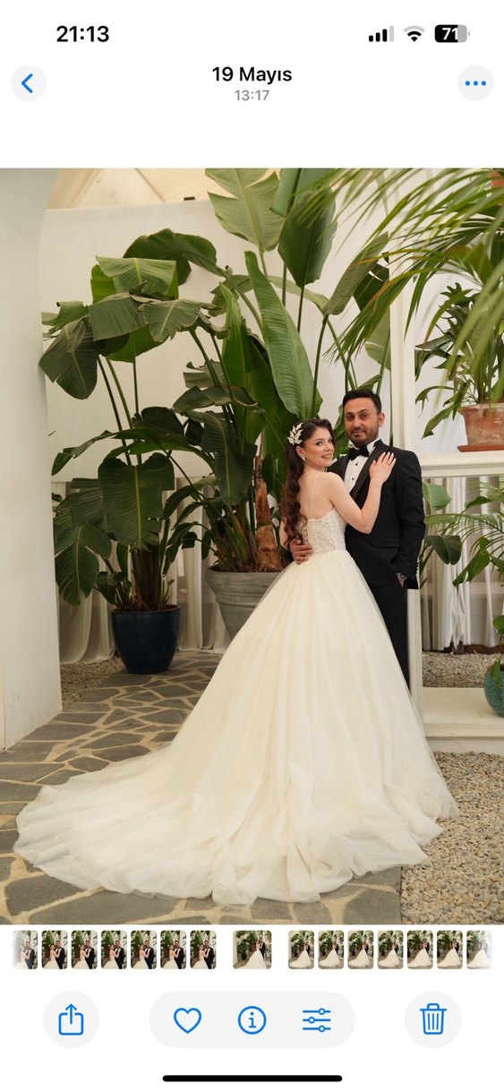 Askılı Straplez Beyaz A Kesim Gelinlik - Görsel 4