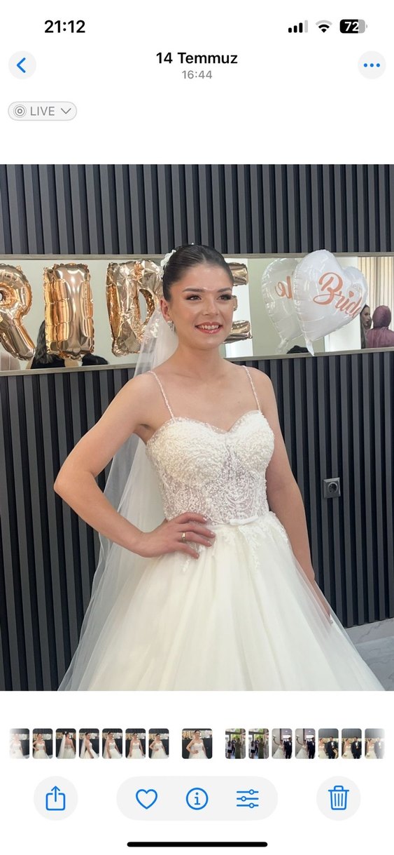 Askılı Straplez Beyaz A Kesim Gelinlik - Görsel 2