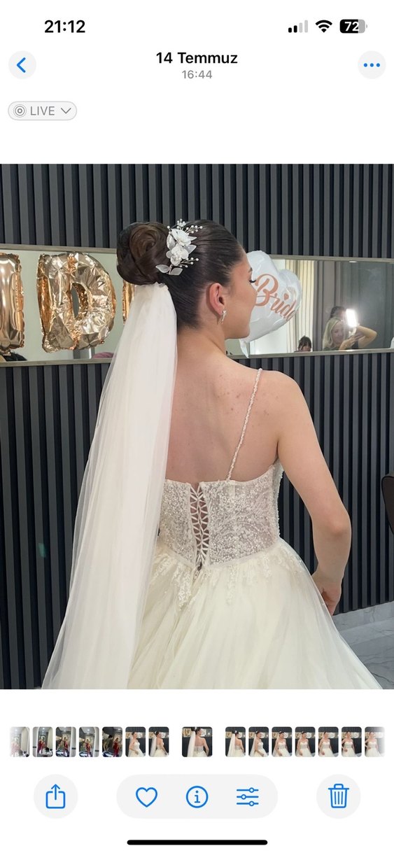 Askılı Straplez Beyaz A Kesim Gelinlik - Görsel 3