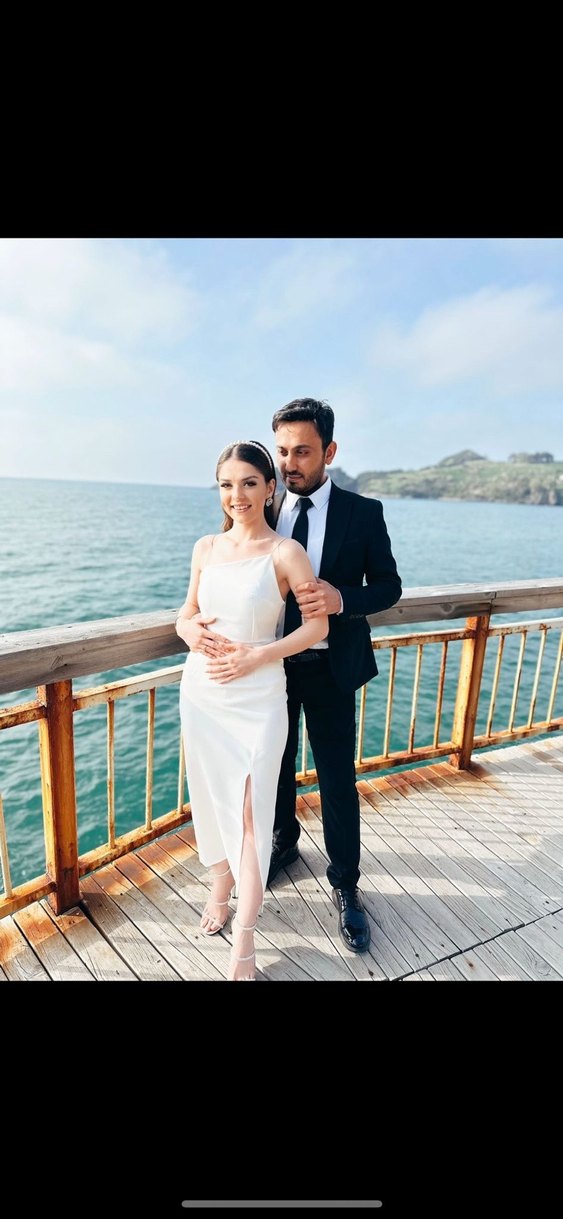 Beyaz Drapeli Straplez Uzun Elbise - Görsel 2