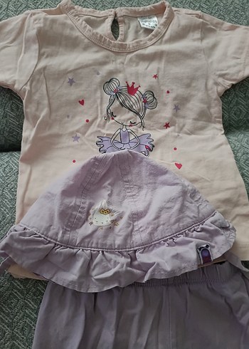 Pembe Baskılı Kısa Kollu Bebek Takımı - Görsel 2