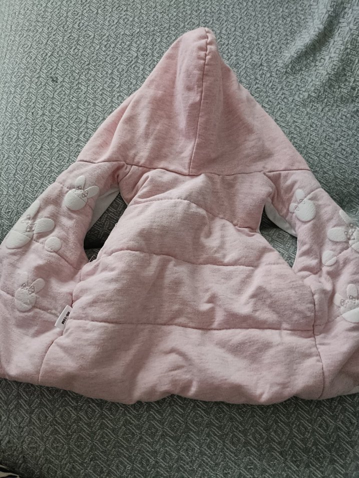 Kız Çocuk Kapüşonlu Pembe Nakışlı Yelek - Görsel 2