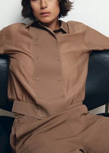 Zara Çift Düğmeli %100 İpek Gömlek