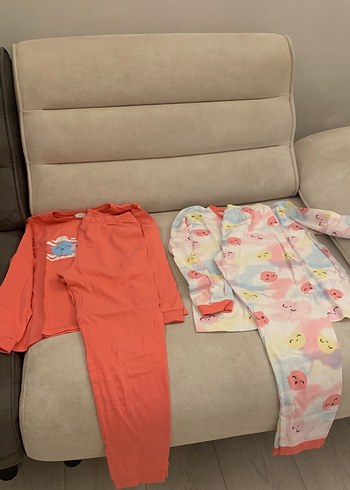 9 Yaş Beden pembe Renk Kız Çocuk Uzun Kollu Pamuklu Pijama Takımı