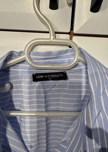 HAMİLE Düğmeli Çizgili Mavi Kadın Gömlek - Görsel 2