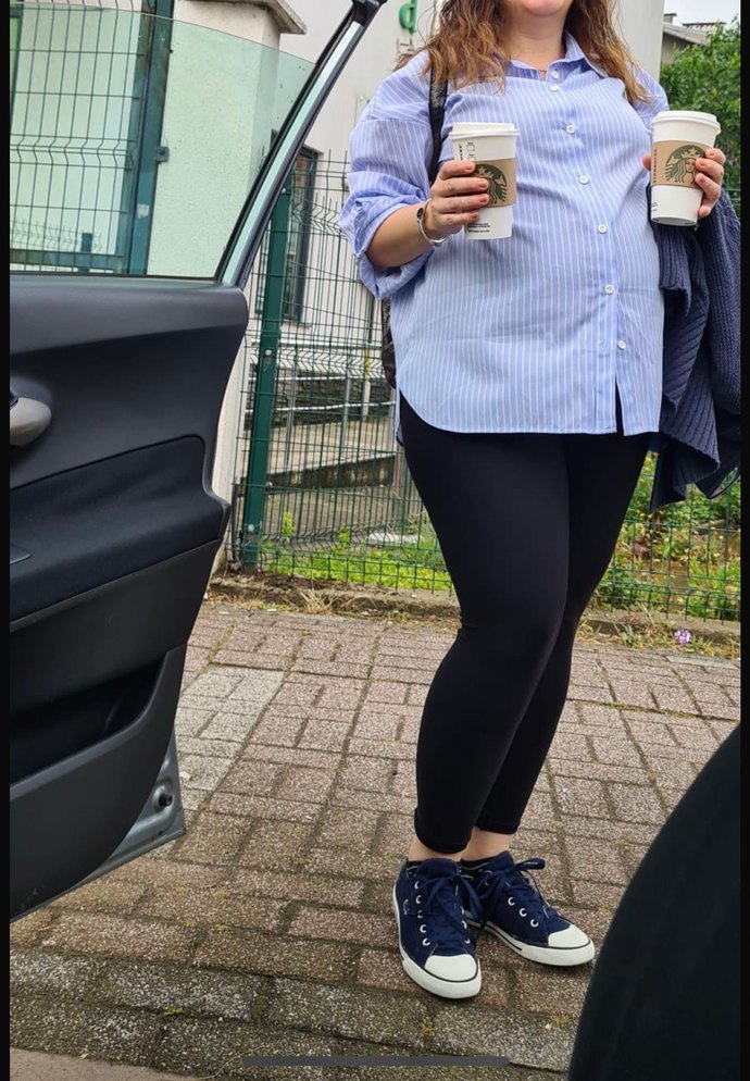 HAMİLE Düğmeli Çizgili Mavi Kadın Gömlek - Görsel 4