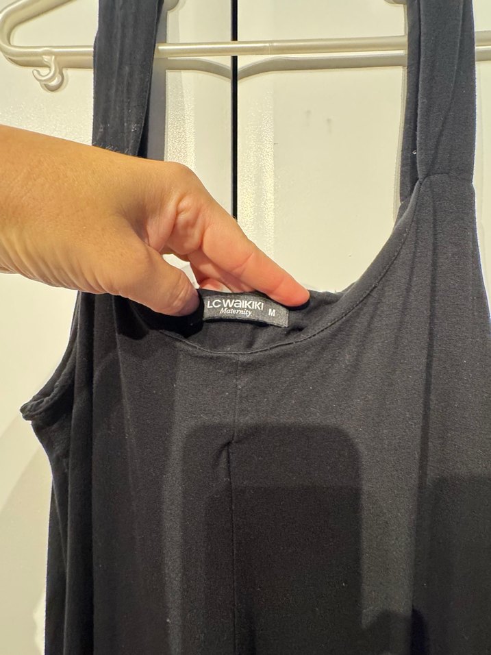 Siyah penye kumaş V Yaka Uzun Tulum - Görsel 2