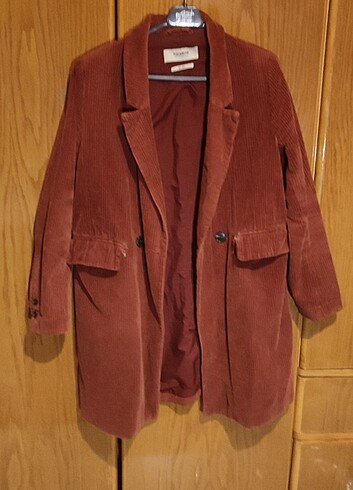  Pull and Bear vintage kadife bordo palto kaban