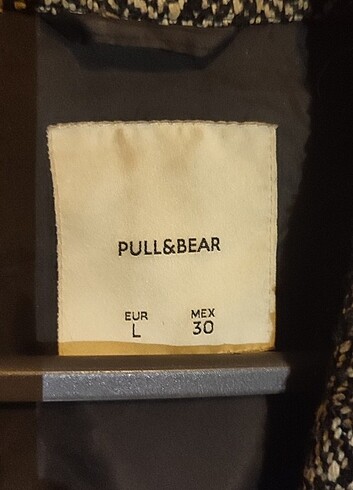 l Beden Pull and Bear Vintage patch gri palto kaban