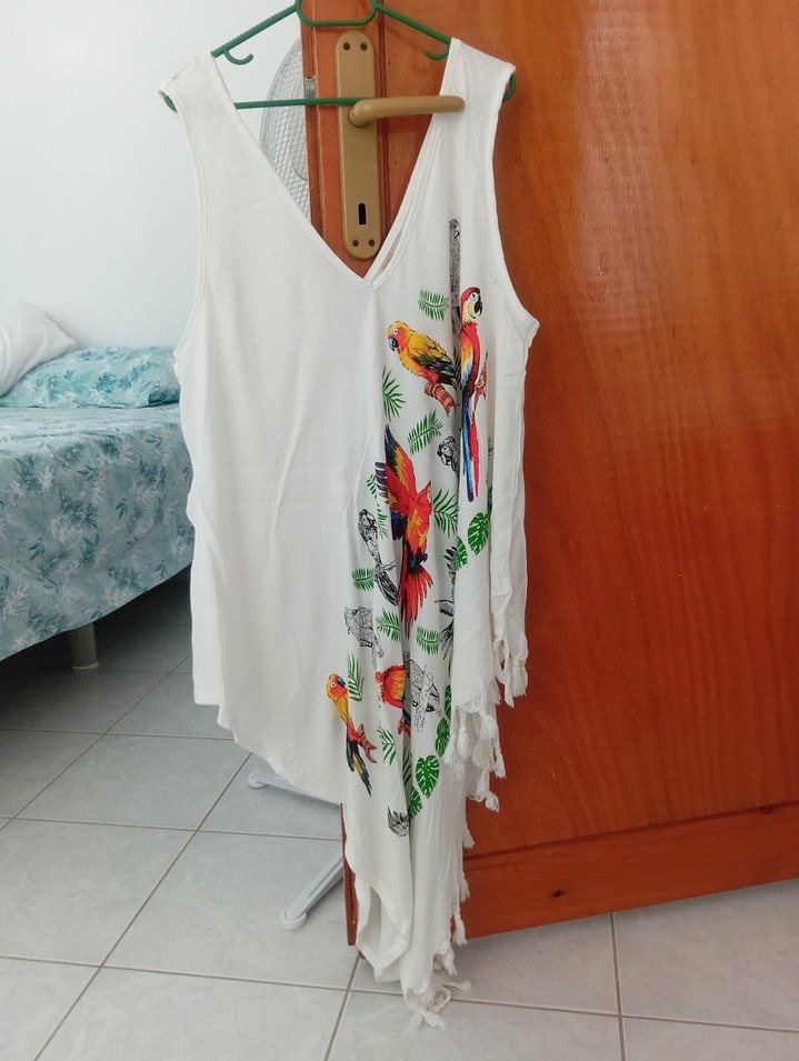 Bohem Tarzı V Yaka Baskılı püsküllü plaj elbise - Görsel 2