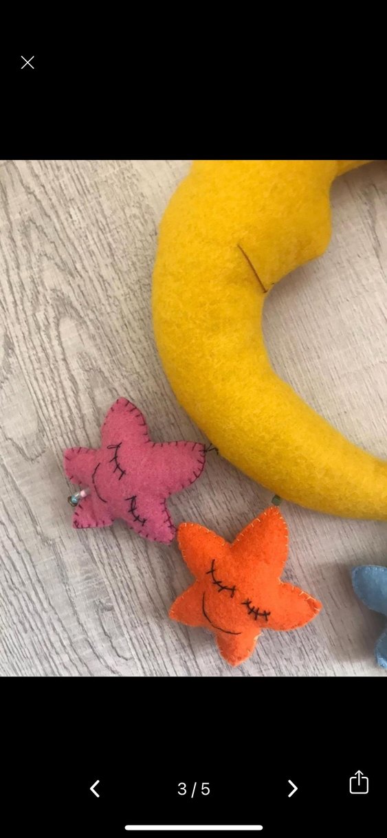 Sarı Ay ve Nakışlı Renkli Yıldızlar - Görsel 2