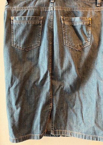 Kadın Mavi Denim Midi Salopet - Görsel 6