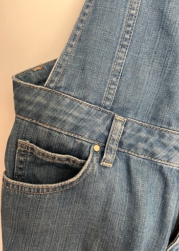 Kadın Mavi Denim Midi Salopet - Görsel 3