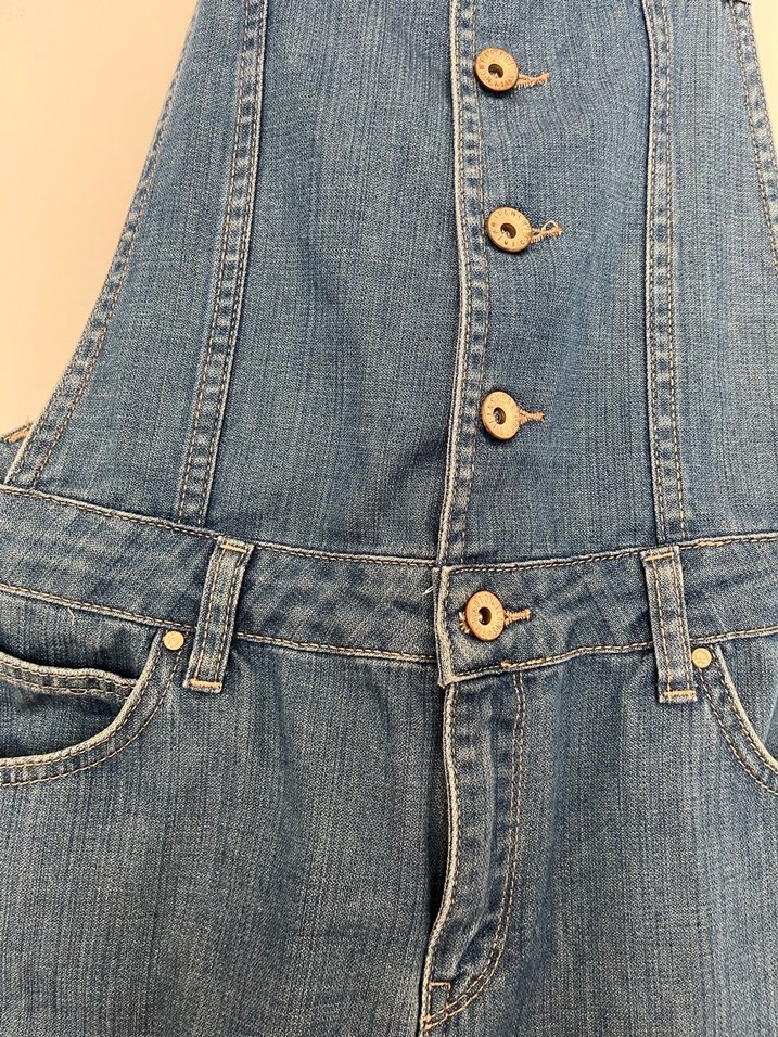 Kadın Mavi Denim Midi Salopet - Görsel 2