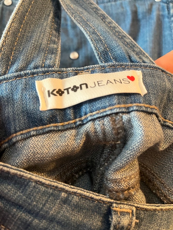 Kadın Mavi Denim Midi Salopet - Görsel 5