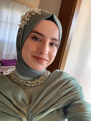 38 Beden yeşil Renk Tesettür Abiye Elbise/ Özel gün Elbisesi