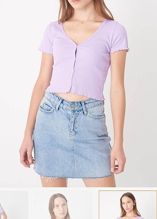 Trendyol & Milla Lila düğmeli crop