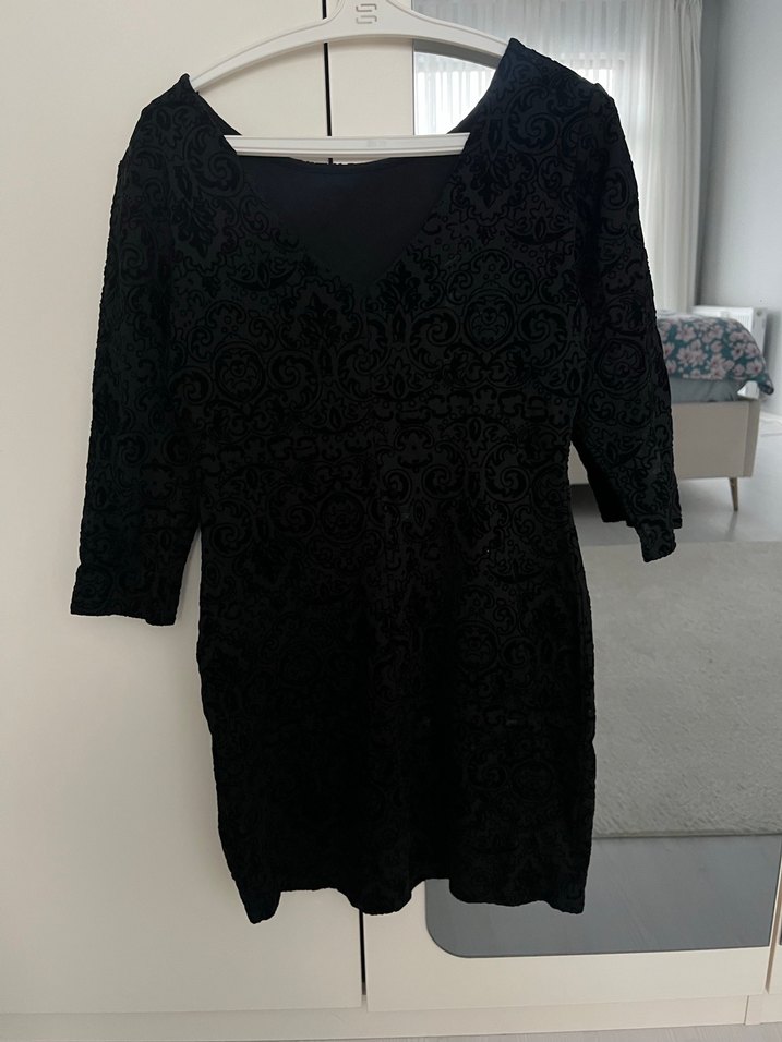 Siyah Midi Elbise - Görsel 2