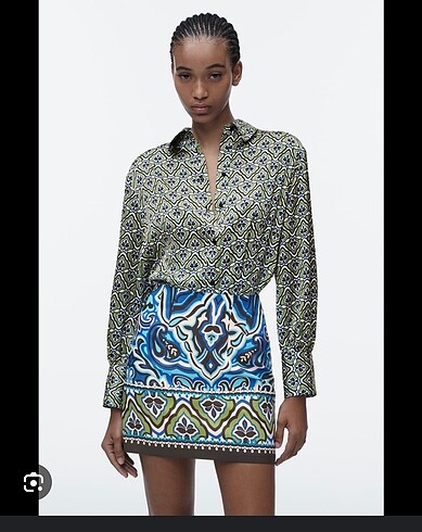 Zara geometrik desenli gömlek