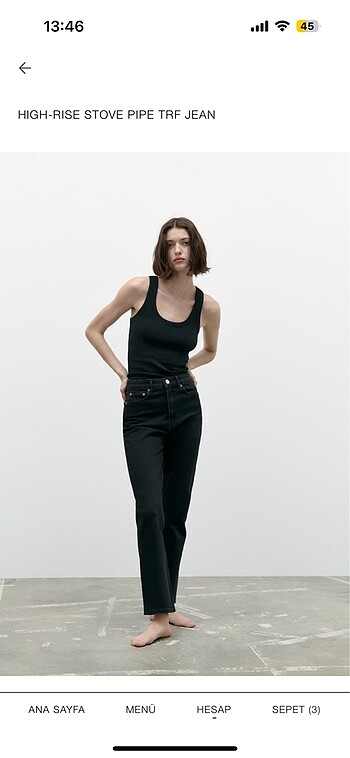 Zara HIGH-RISE STOVE PIPE TRF JEAN