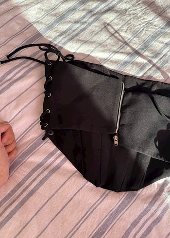 Siyah Goth Midi Straplez Bustiyer - Görsel 5