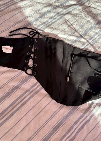 Siyah Goth Midi Straplez Bustiyer - Görsel 4