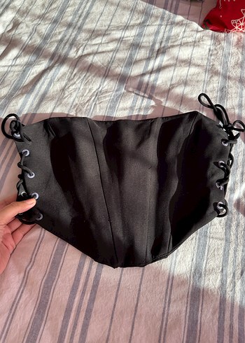 Siyah Goth Midi Straplez Bustiyer - Görsel 2