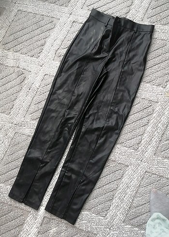 Deri Siyah Kadın  Pantolon - Görsel 3