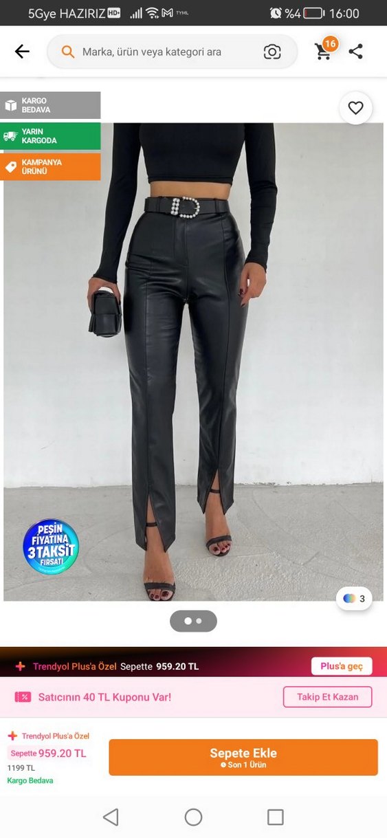 Deri Siyah Kadın  Pantolon - Görsel 2