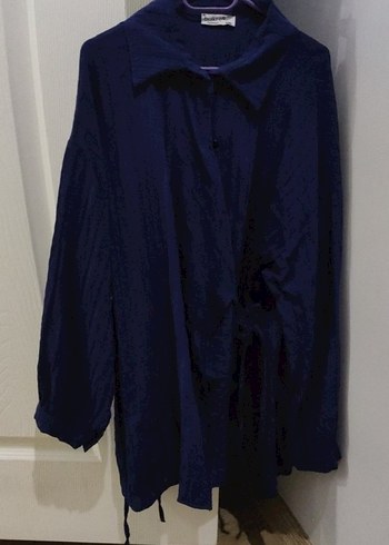 Düğmeli Lacivert Salaş Gömlek Tunik - Görsel 3