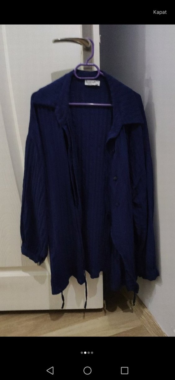 Düğmeli Lacivert Salaş Gömlek Tunik - Görsel 2