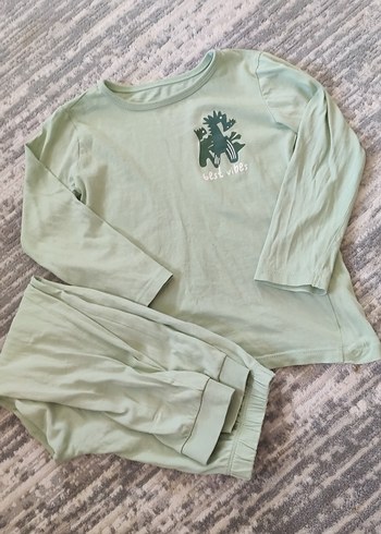 Erkek Çocuk Yeşil Uzun Kollu Pijama Takımı
