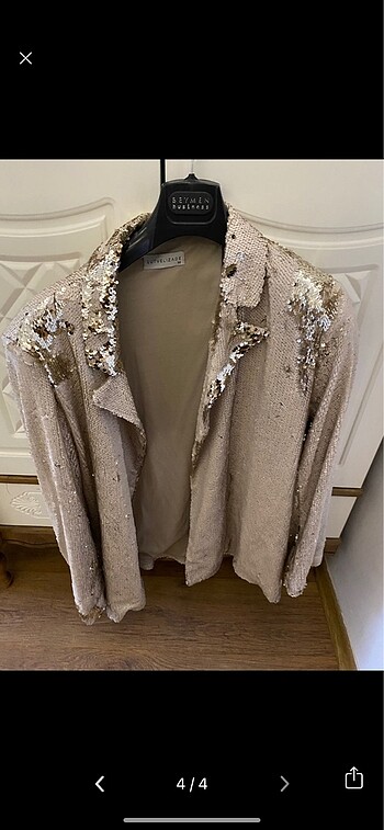 38 Beden ten rengi Renk Full Payetli Blazer Ceket