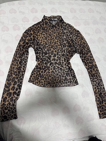 Leopar tül bluz