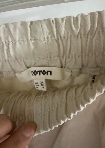 Koton Bej Midi Keten Kadın Pantolon