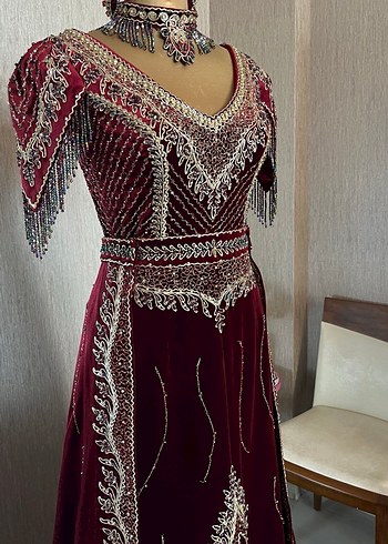 Bordo Nakışlı Kadın Bindallı - Görsel 2