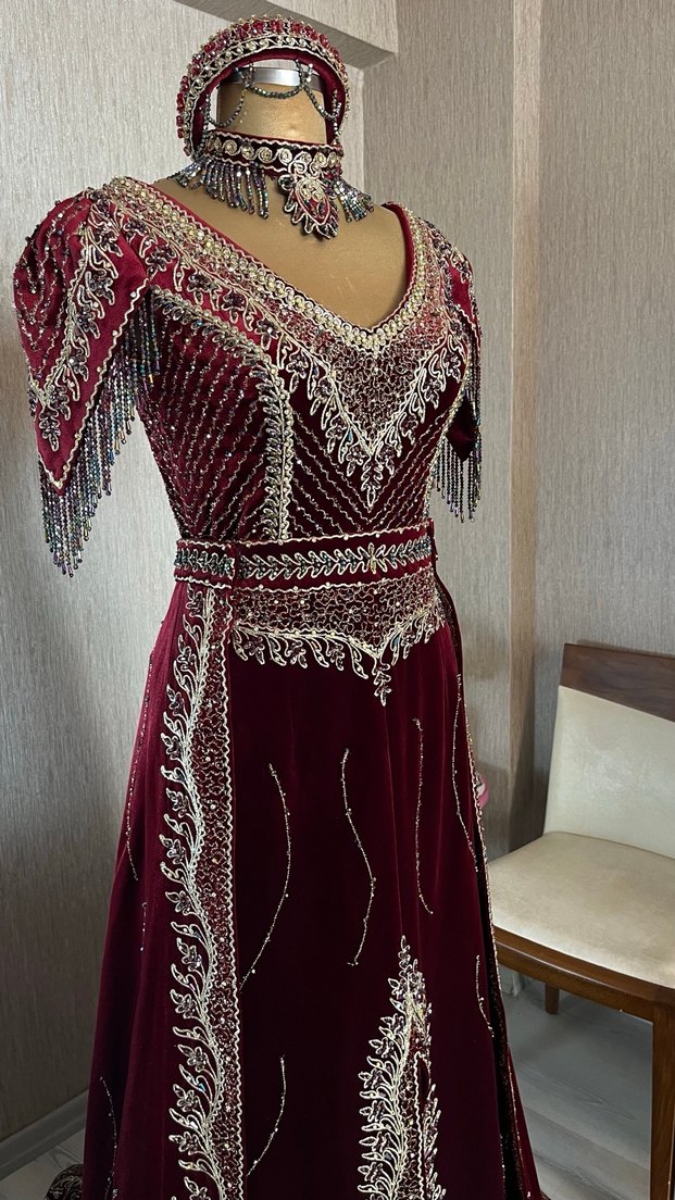 Bordo Nakışlı Kadın Bindallı - Görsel 2