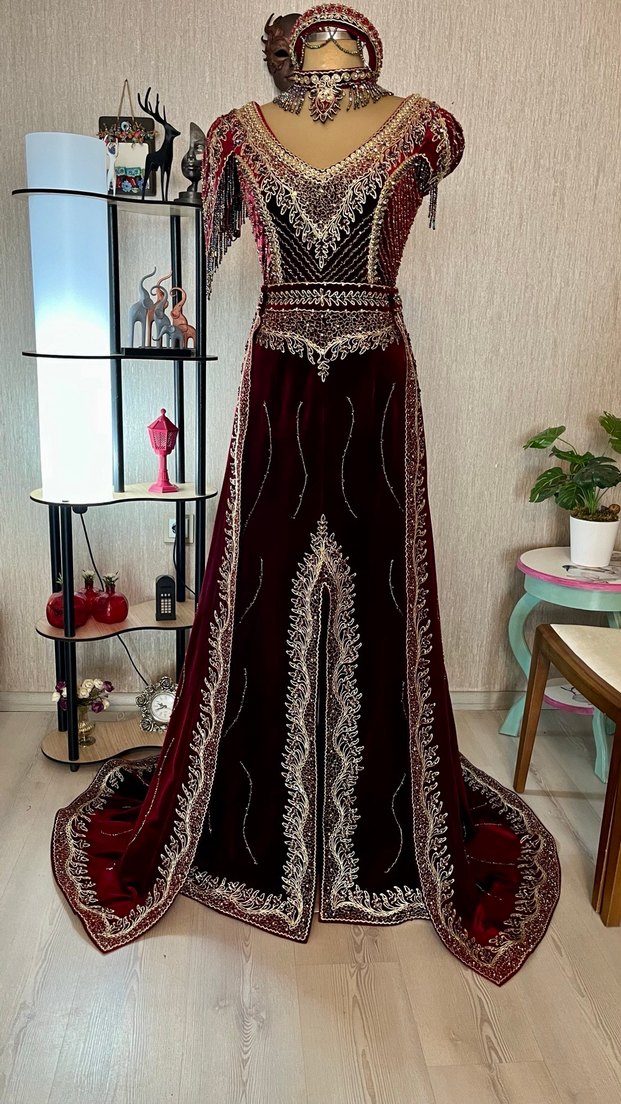 Bordo Nakışlı Kadın Bindallı - Görsel 3