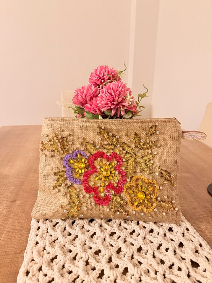 İşlemeli Boncuklu Bohem Kadın Portföy Çanta - Görsel 2