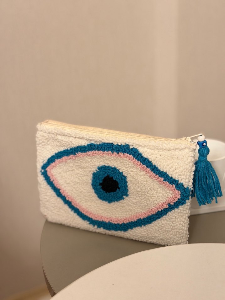 Nakışlı Püsküllü Örgü Kadın Portföy Çanta - Görsel 2