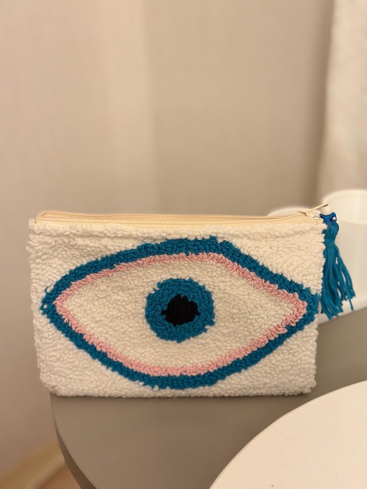 Nakışlı Püsküllü Örgü Kadın Portföy Çanta - Görsel 3