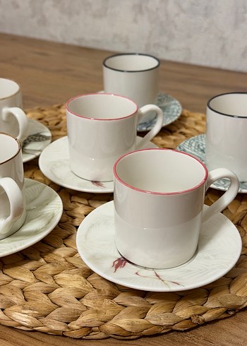 Beyaz porselen Desenli 6'lı Fincan Seti - Görsel 2