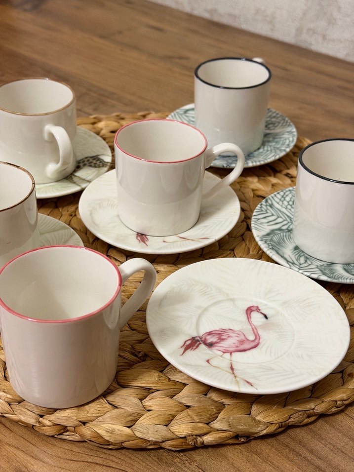 Beyaz porselen Desenli 6'lı Fincan Seti - Görsel 3