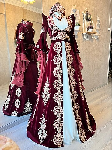 m Beden Bordo satılık sıfır kaftan