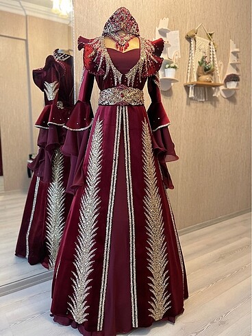 Bordo 36-38-40 uyumlu sıfır kaftan