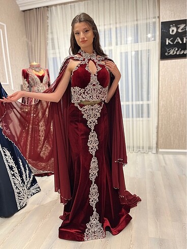 Diğer Bordo pelerinli hint kıyafeti