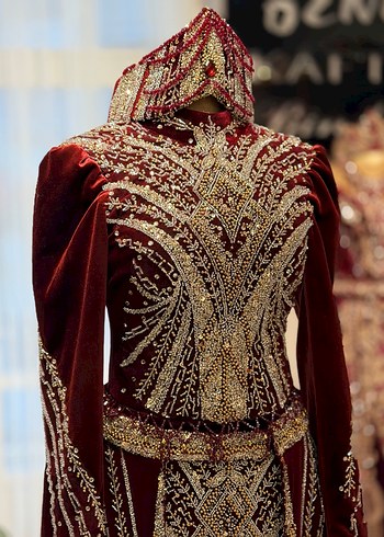 Bordo Kadın Uzun Kollu tesettür Kaftan - Görsel 2