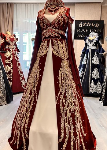 Bordo İşlemeli Uzun Kollu Kadın Bindallı